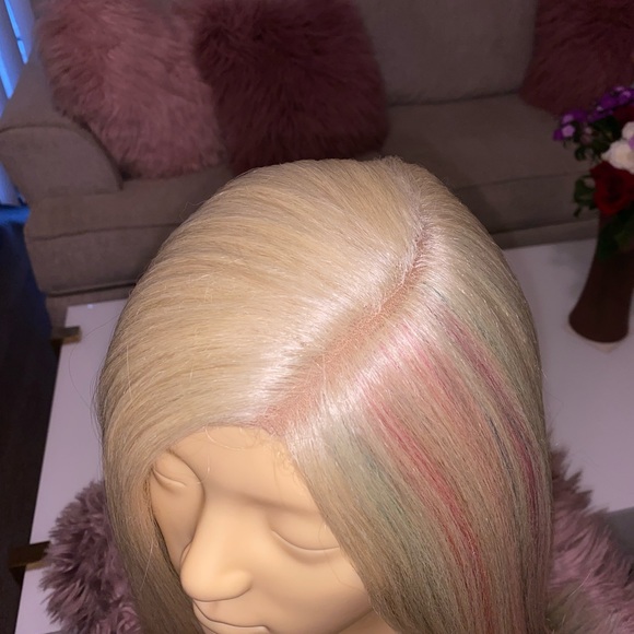 blonde multicolor lob (long bob) wig - Picture 3 of 13